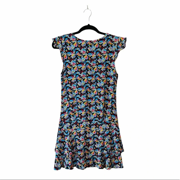Atmosphere Black & Multicolor Ditsy Floral Print Ruffle Mini Dress 8 Women’s - Picture 6 of 11